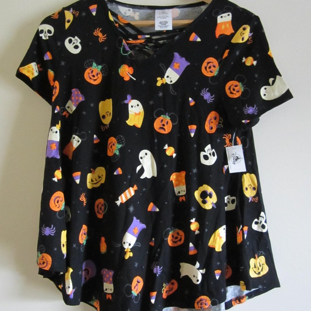 Disney Mickey Minnie Halloween Pumpkin Women T-shirt Small